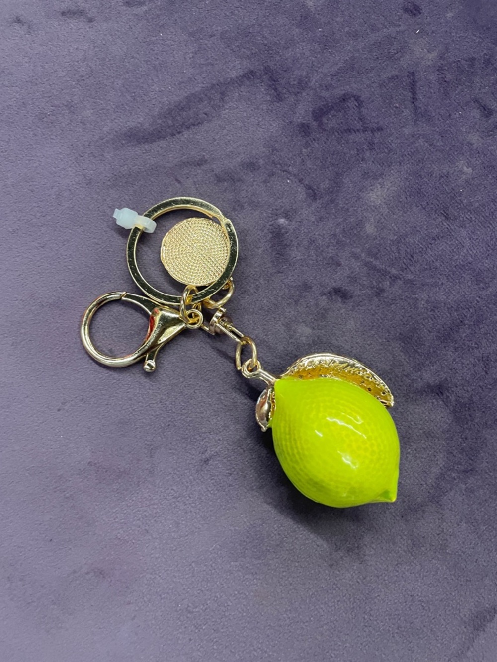 Gold-Tone Lemon Keychain Charm – Bright Yellow Accent